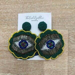 Green and Blue Beaded Earrings NWT